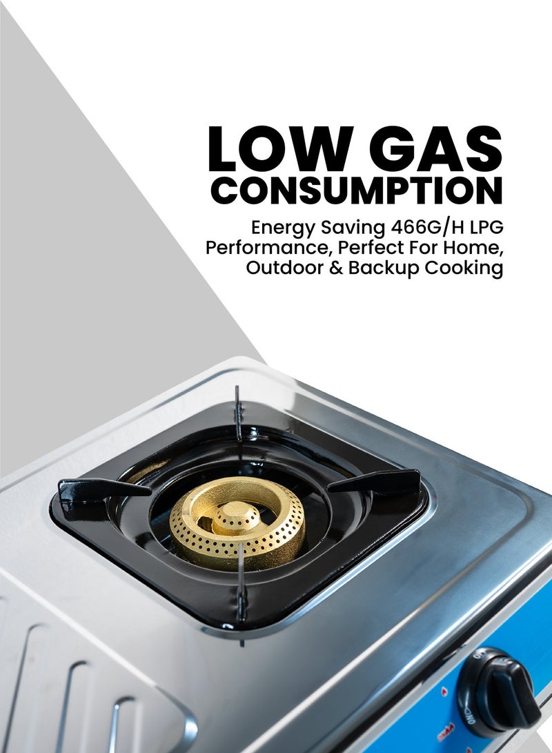 TEAM Gas Cooker Double Burner | Stainless Steel LPG Gas Stove | High Heat Output 6.4kW | Low Gas Consumption 466g/h | Durable, Portable Gas Cooker for Home & Outdoor Use - Image 3